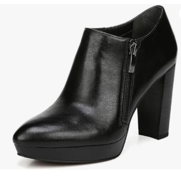 XYD Black Chunky High Heels Platform Ankle Boots Pointed Toe Side Zipper Booties - Picture 1 of 8
